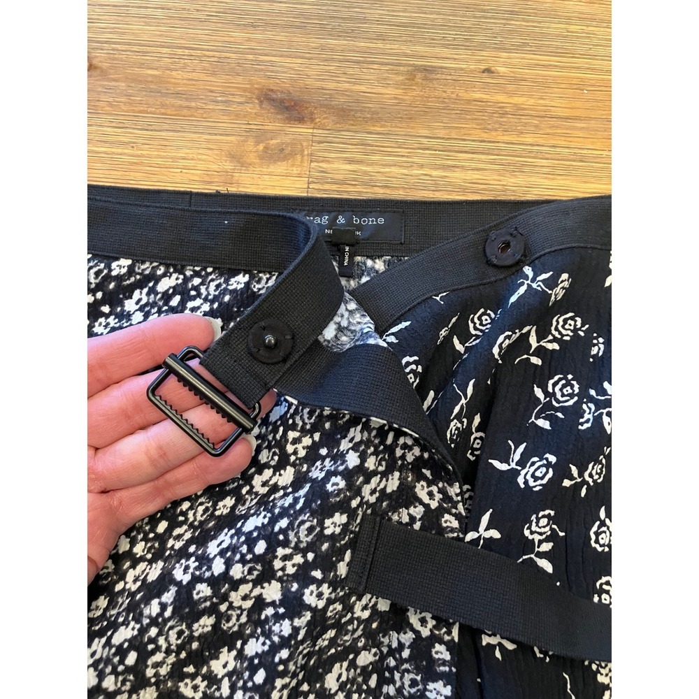 Rag & Bone Liv Wrap Skirt Black Floral Asymmetrical Size 4 Boho Whimsy Goth - Picture 6 of 10